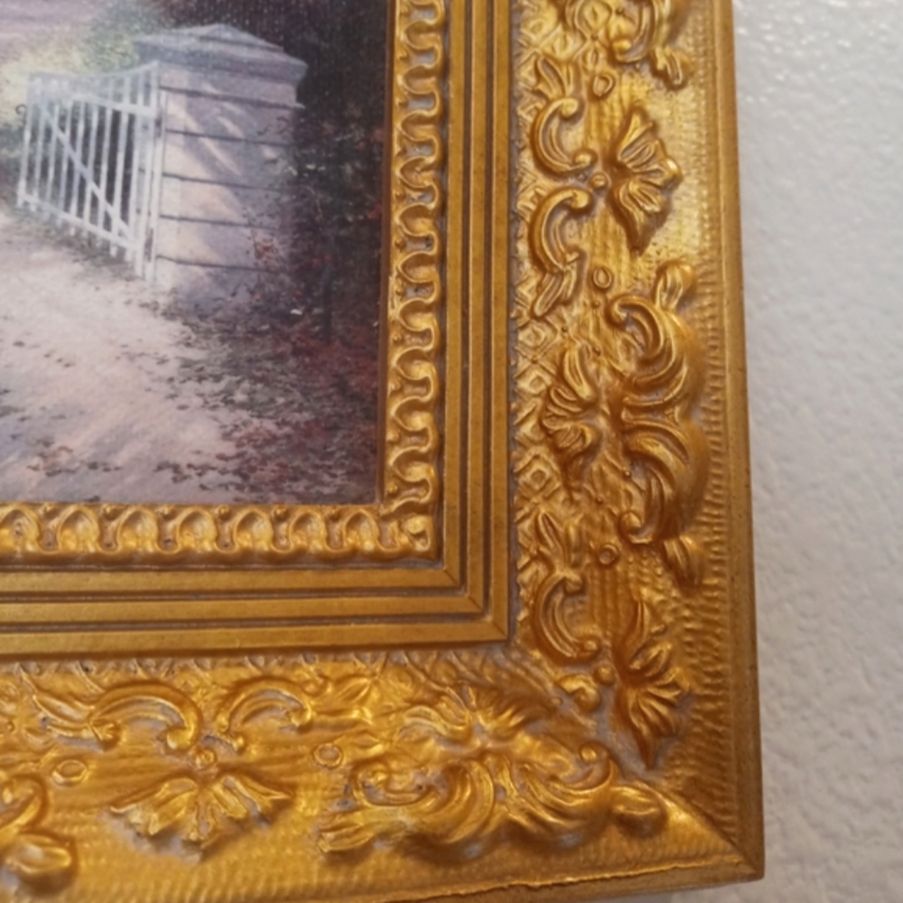 ⚜️ Thomas Kincaid AT THE GATE Gicleé Oil Painting Framed on Canvas  11"×… - Picture 8 of 14